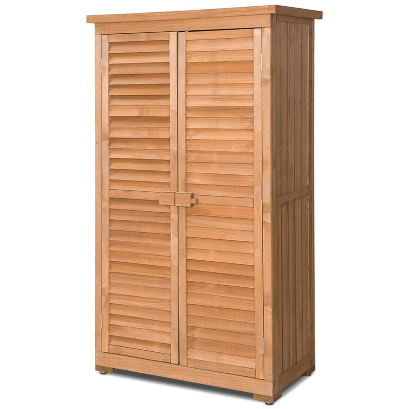 Load image into Gallery viewer, Outdoor Storage Shed Wooden Shutter Design Fir Wood Lockers for Garden Yard - GoplusUS