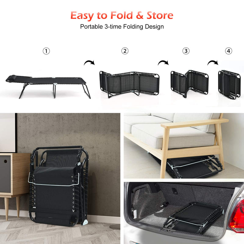 Load image into Gallery viewer, Folding Beach Lounge Chair Black/Gray) - GoplusUS