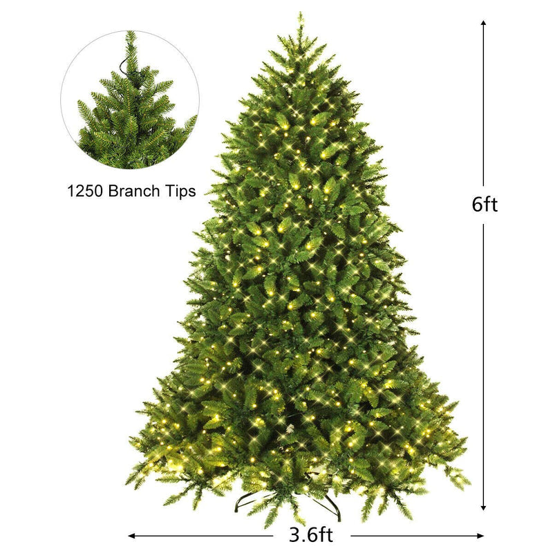 Load image into Gallery viewer, 6ft Prelit Christmas Tree, Premium Hinged Artificial Fir Tree - GoplusUS