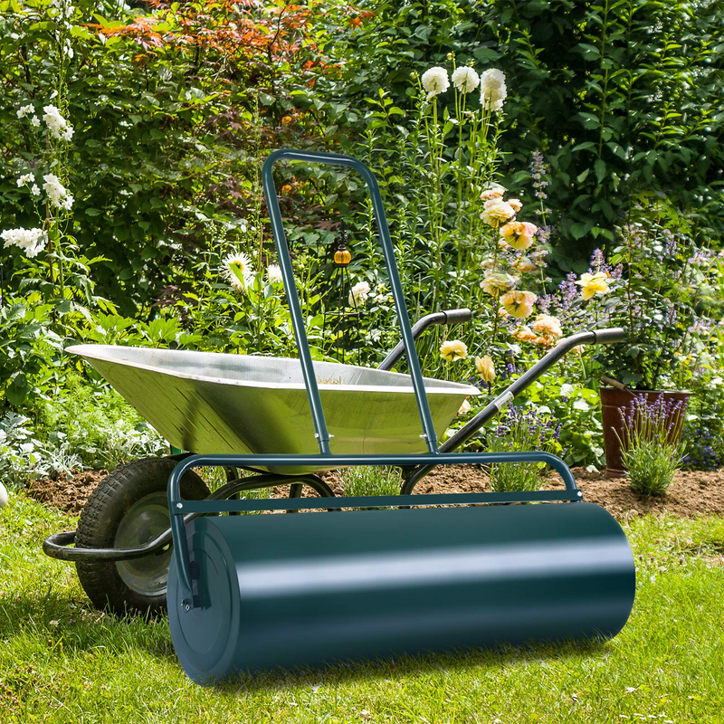 Load image into Gallery viewer, Lawn Roller Tow Behind Water Filled Push for Garden, Green - GoplusUS