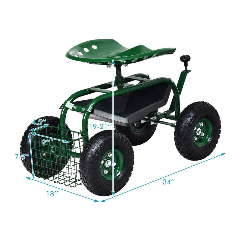Load image into Gallery viewer, Garden Cart Gardening Workseat w/Wheels, Patio Wagon Scooter for Planting - GoplusUS
