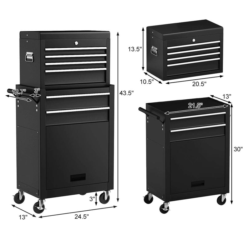 Load image into Gallery viewer, 6-Drawer Rolling Tool Chest Removable Tool Storage Cabinet with Sliding Drawers - GoplusUS