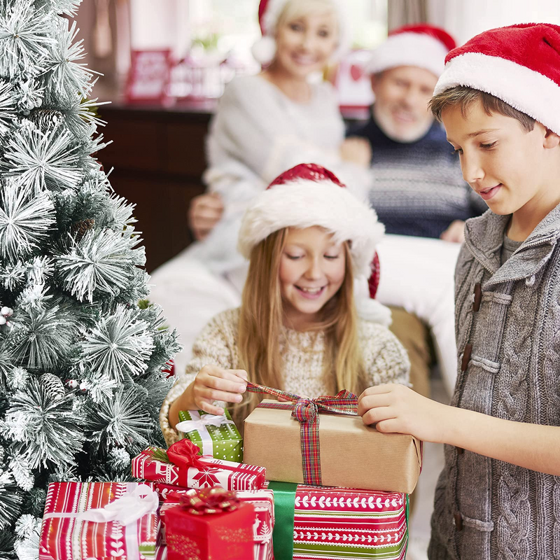 Load image into Gallery viewer, Goplus Snow Flocked Christmas Tree, Artificial Hinged Xmas Pine Tree,Pine Cone & Red Berries - GoplusUS