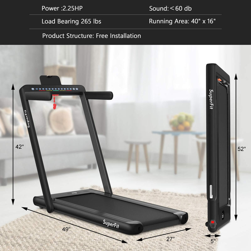 Load image into Gallery viewer, 2 in 1 Folding Treadmill with Dual Display, 2.25HP Superfit Under Desk Electric Pad - GoplusUS