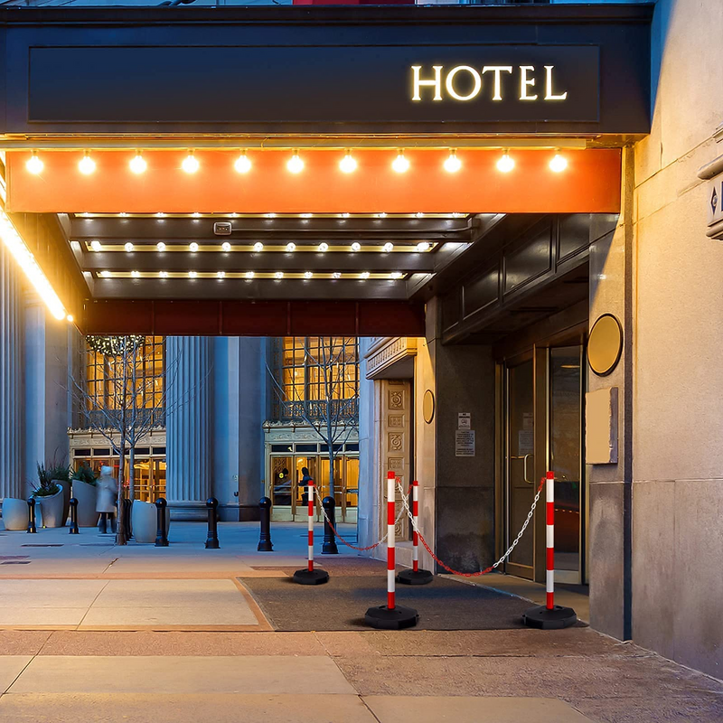 Load image into Gallery viewer, Goplus 2 Pack Delineator Post Cone, Traffic Cones Safety Barrier with Octagonal Fillable Base & 5FT Link Chains (2PCS, White+Red) - GoplusUS