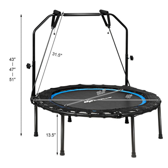 40'' Folding Fitness Trampoline, Portable Mini Exercise Rebounder - GoplusUS