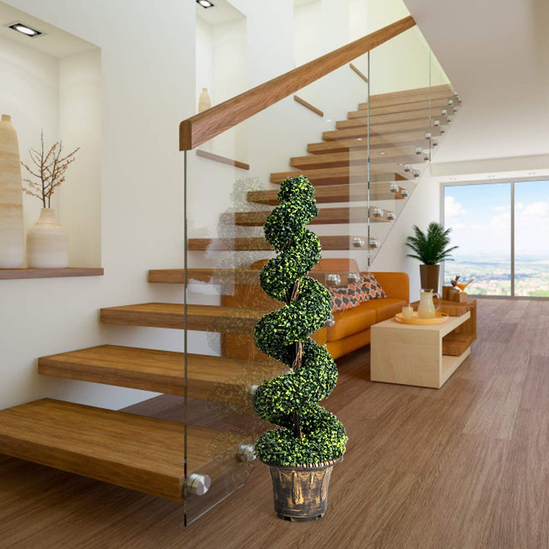 Load image into Gallery viewer, 4 Ft Artificial Boxwood Spiral Tree, Fake Greenery Plants - GoplusUS