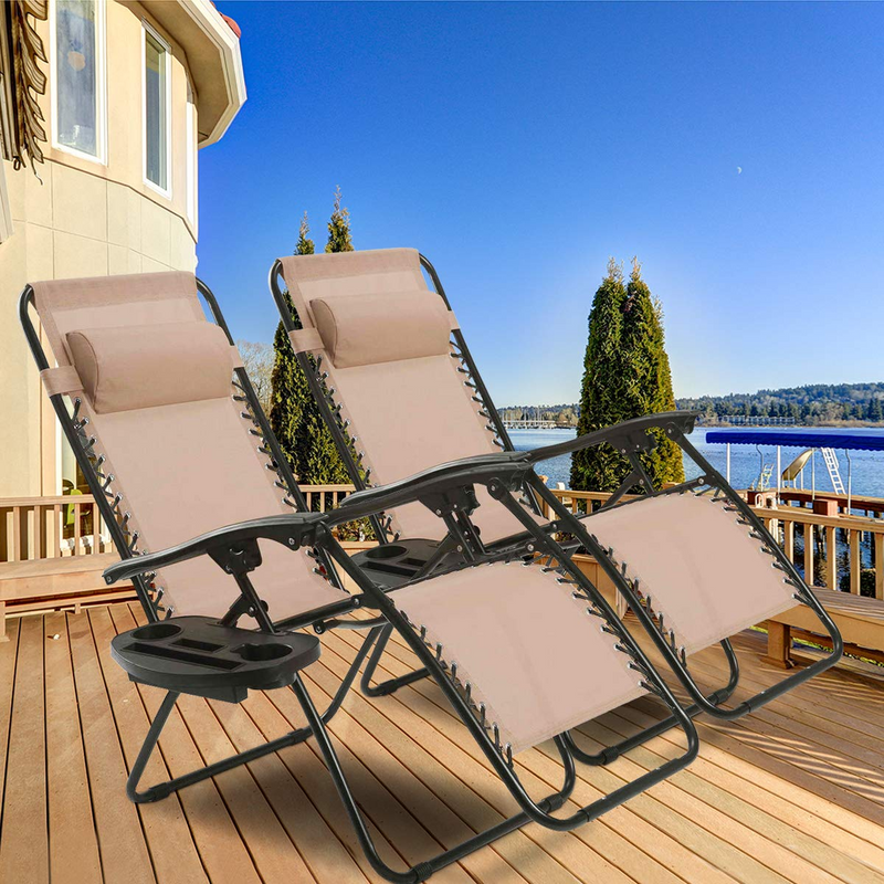 Load image into Gallery viewer, Goplus 2PC Zero Gravity Chairs Lounge Patio Folding Recliner - GoplusUS
