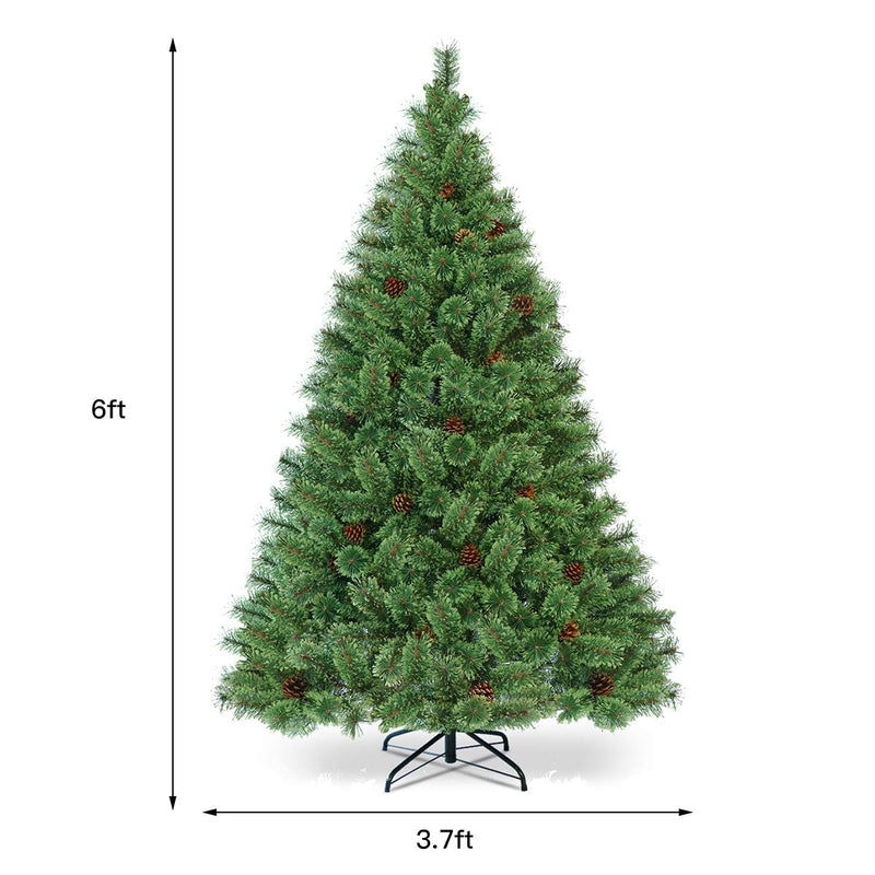 Load image into Gallery viewer, 6FT Prelit Christmas Tree, Flowering Hinged Christmas Tree - GoplusUS