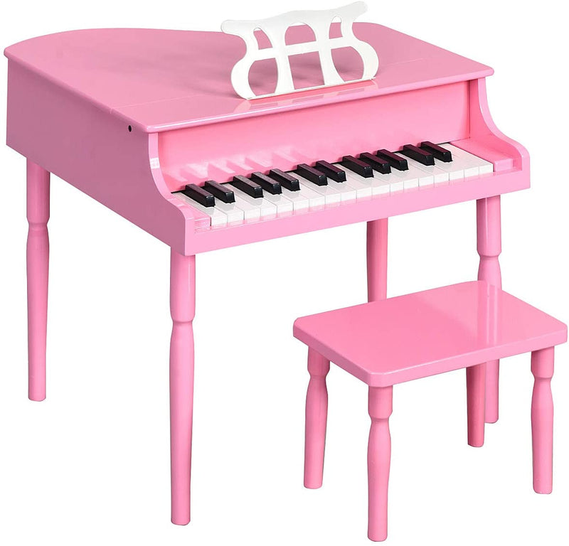 Load image into Gallery viewer, Goplus 30-Key Classical Kids Piano, Mini Grand Piano Wooden Learn-to-Play Musical Instrument Toy with Bench (4 Straight Leg-Black)