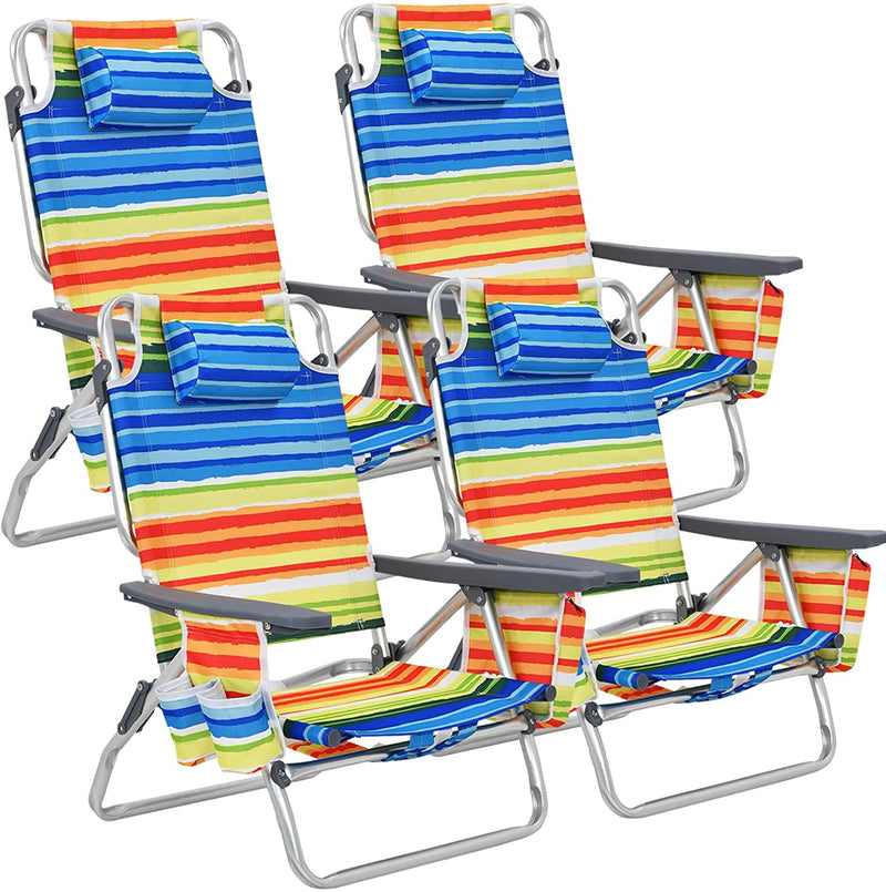 Load image into Gallery viewer, Backpack Beach Chairs, 4 Pcs Portable Camping Chairs with Cool Bag and Cup Holder - GoplusUS