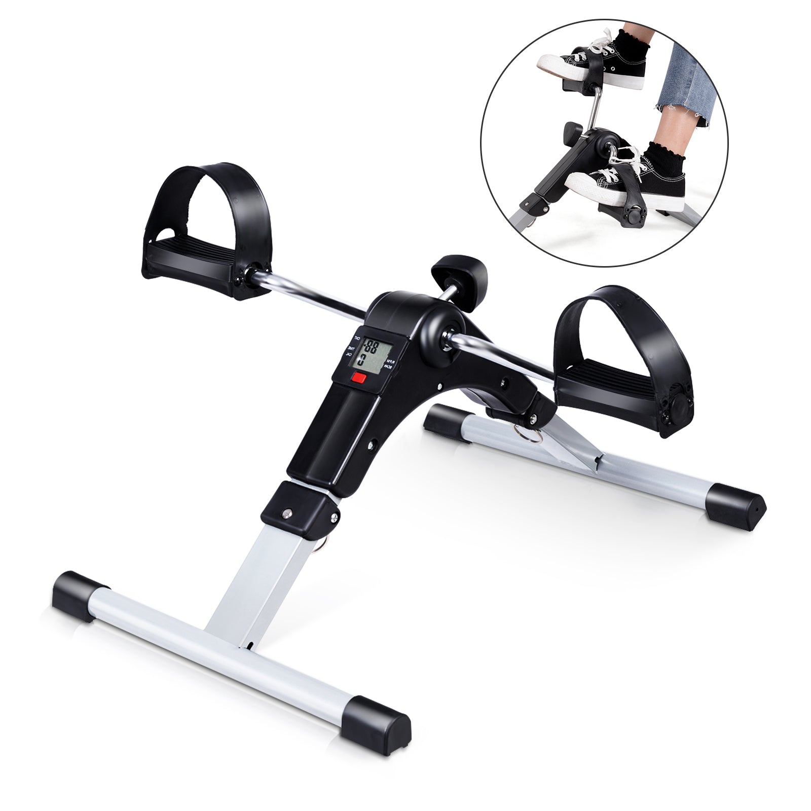 stationary bicycle pedal exerciser Folding Pedal Exerciser, Adjustable Resistance Mini Exercise Bike – Goplusus.com