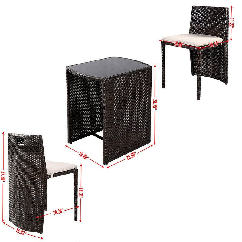 Load image into Gallery viewer, Wicker Bistro Set, Rattan Furniture Set 3 Piece Dining Table