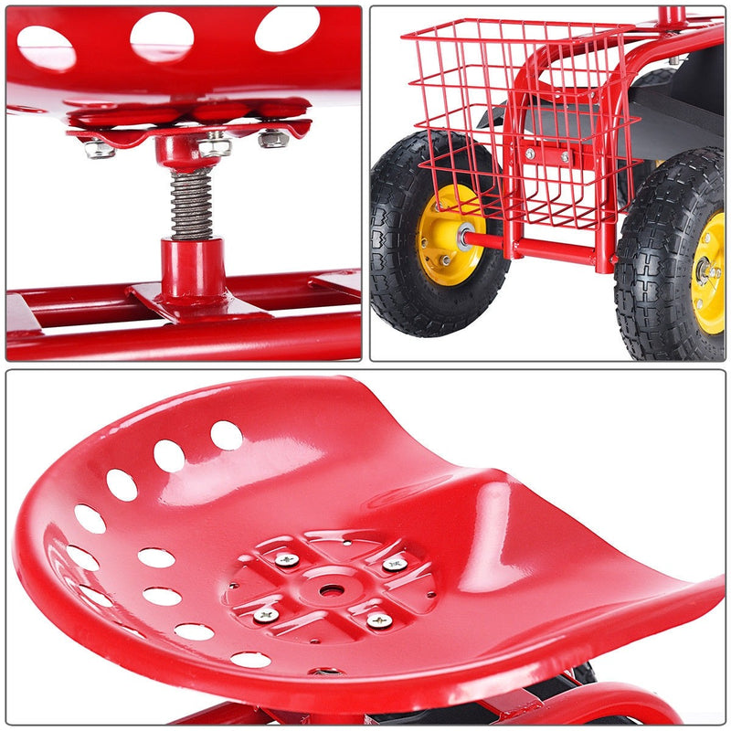Load image into Gallery viewer, Garden Cart Rolling Work Seat Outdoor Lawn Yard Patio Wagon Scooter for Planting - GoplusUS