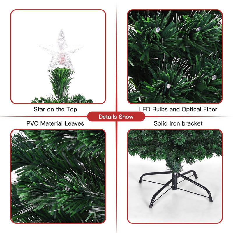 Load image into Gallery viewer, Artificial Christmas Tree Pre-Lit Optical Fiber Tree 8 Flash Modes - GoplusUS