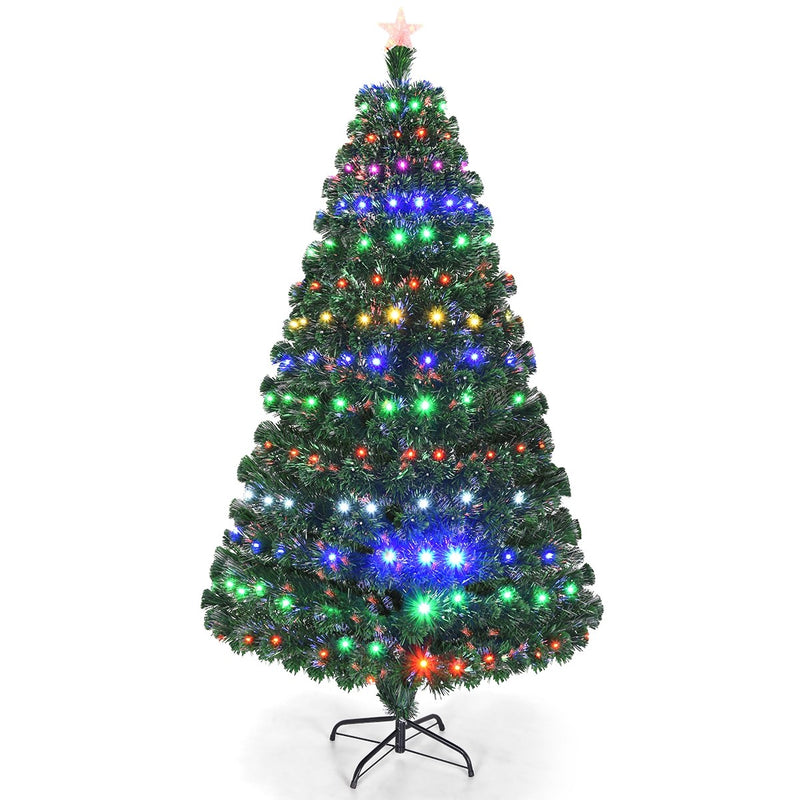 Load image into Gallery viewer, Artificial Christmas Tree Pre-Lit Optical Fiber Tree 8 Flash Modes - GoplusUS