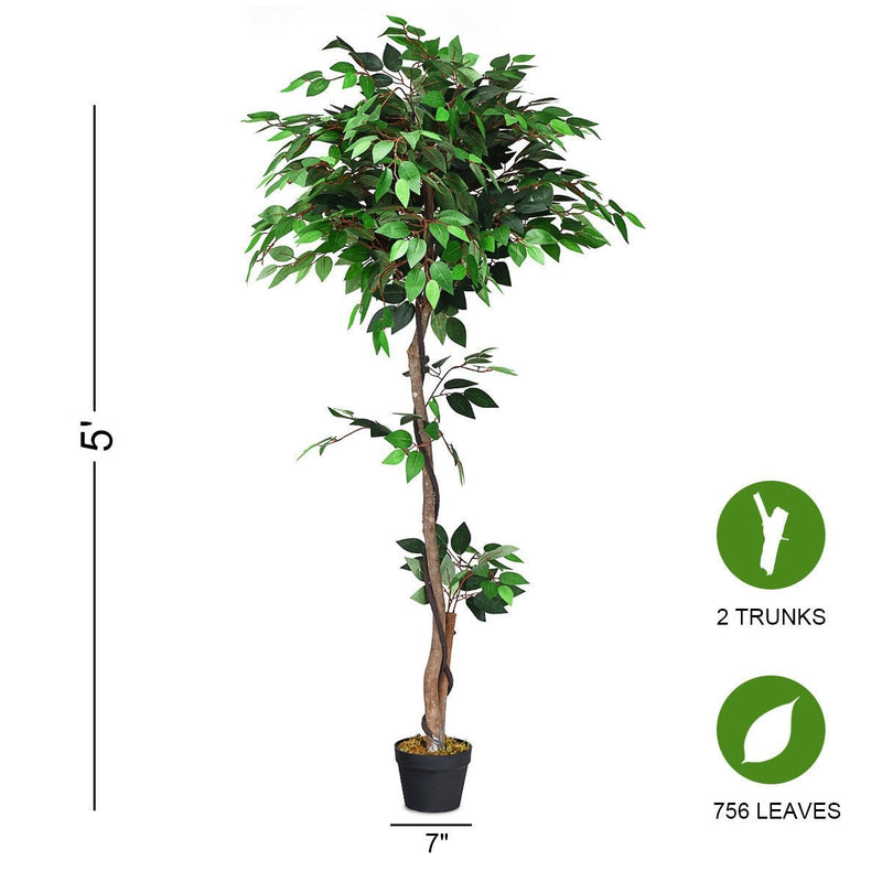 Load image into Gallery viewer, 4/5.5/6FT FICUS Silk Leaf Artificial Tree - GoplusUS
