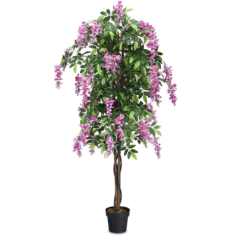 Load image into Gallery viewer, 6FT Fake Wisteria Tree Artificial Greenery Plants in Nursery Pot Decorative Trees for Home - GoplusUS