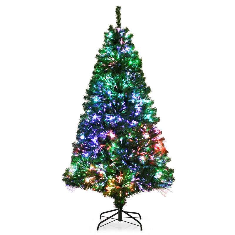 Load image into Gallery viewer, Goplus Fiber Optic Artificial Christmas Tree, Pre-lit Premium Spruce Tree with Solid Metal Stand - GoplusUS