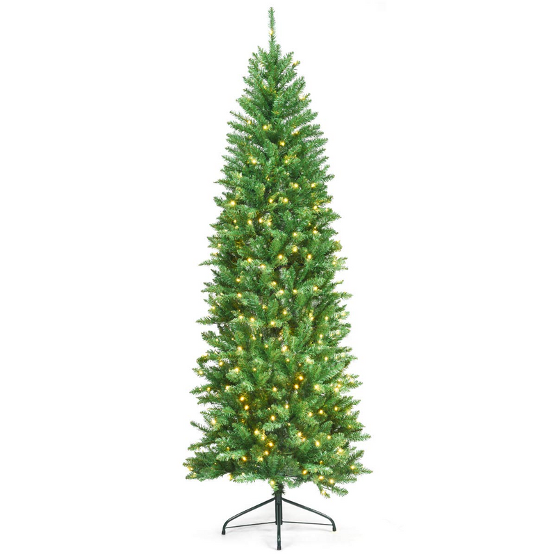 Load image into Gallery viewer, Goplus 6ft Pre-lit Artificial Christmas Tree, Hinged Fir Pencil Christmas Tree with 250 LED Lights - GoplusUS