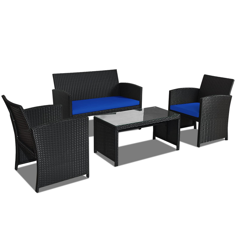Load image into Gallery viewer, Rattan Patio Furniture Set, Outdoor Wicker Conversation Sofa