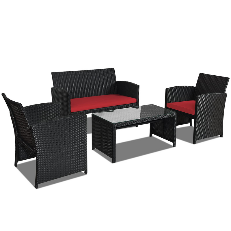 Load image into Gallery viewer, Rattan Patio Furniture Set, Outdoor Wicker Conversation Sofa
