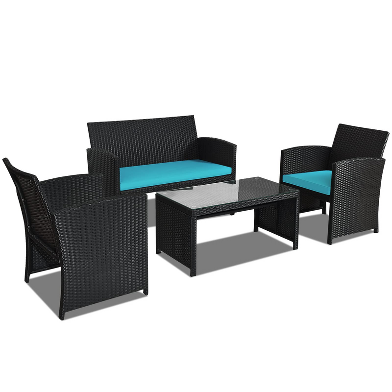 Load image into Gallery viewer, Rattan Patio Furniture Set, Outdoor Wicker Conversation Sofa
