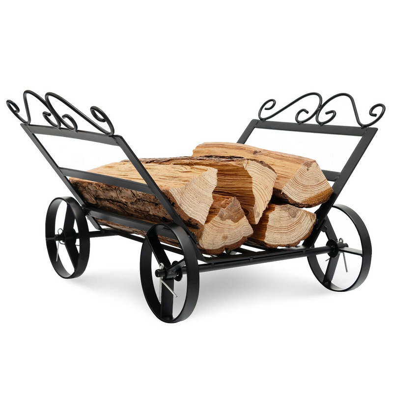 Load image into Gallery viewer, Goplus 20" Small Firewood Rack, Indoor/Outdoor Decorative Firewood Storage Carrier Log Rack with Wheels - GoplusUS