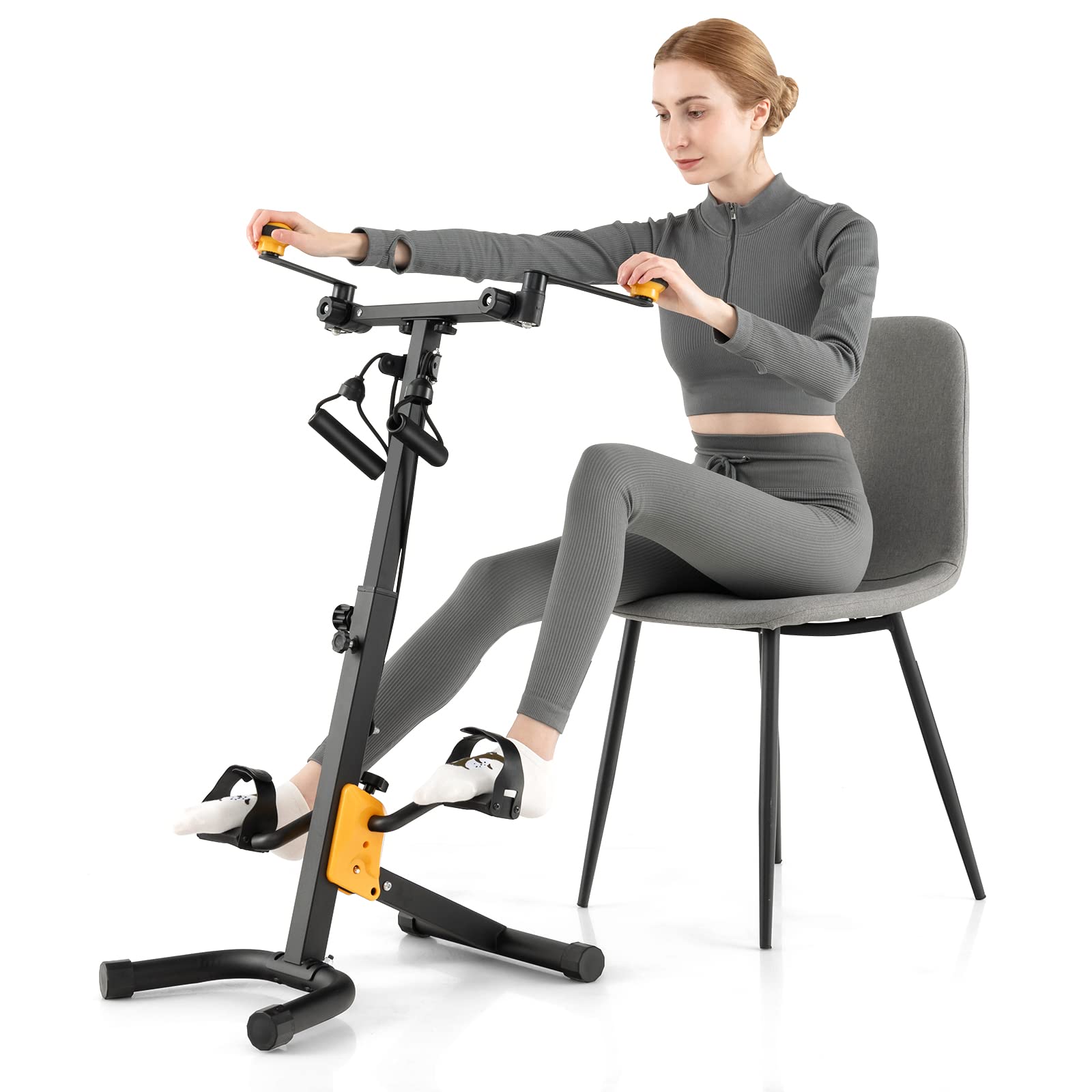 Goplus Foldable Pedal Exerciser for Seniors, Hand Arm Leg Knee Physica –