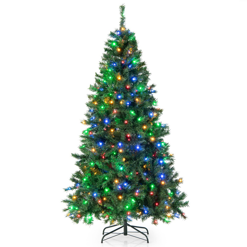 Load image into Gallery viewer, Goplus 7ft Artificial Pre-Lit Christmas Tree, Hinged Full Xmas Tree with 350 Multi-Color LED Lights - GoplusUS