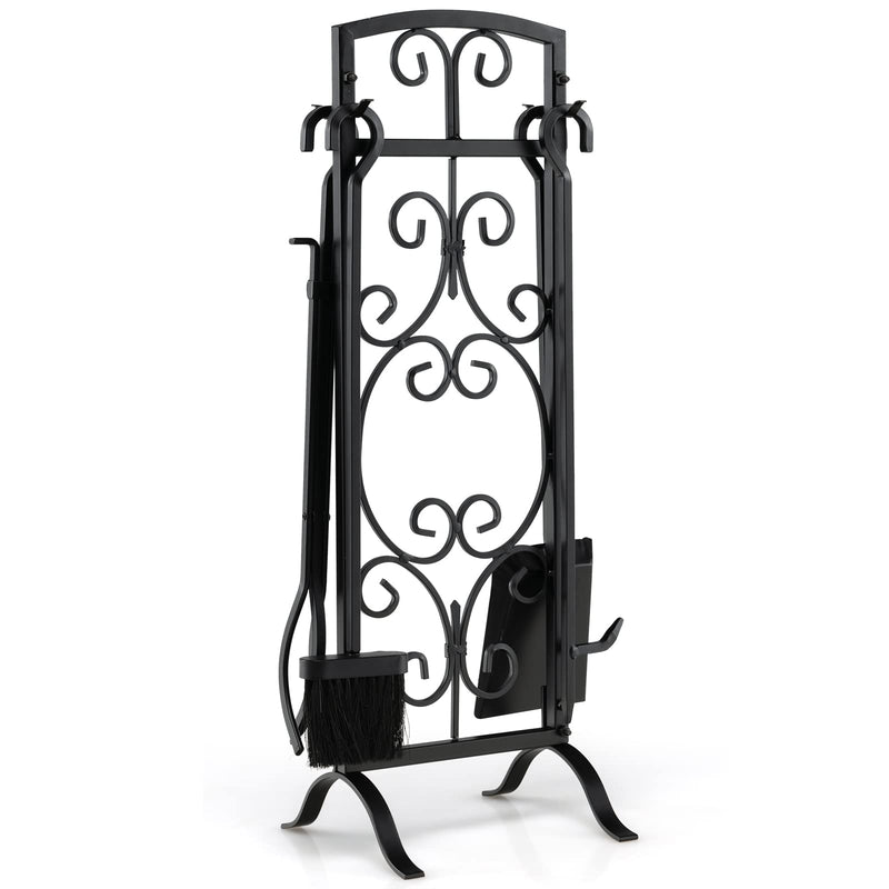 Load image into Gallery viewer, Goplus 5-Piece Fireplace Tools Set, Outdoor Modern Fireplace Tools w/Easy-to-Grab Handles, Poker, Fire-Resistant Brush, Tong, Shovel - GoplusUS