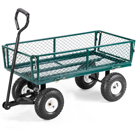 Goplus Steel Garden Cart, Outdoor Utility Wagon with Removable Sides, Heavy Duty 440LBS Capacity - GoplusUS