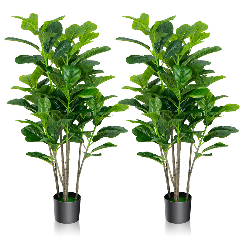Load image into Gallery viewer, Goplus Fake Fiddle Leaf Fig Tree, 2-Pack 51'' Tall Artificial Tree Greenery Plants in Pots W/100 Leaves - GoplusUS