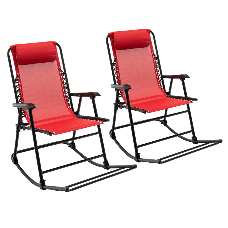 Load image into Gallery viewer, Goplus Folding Rocking Chair, Zero Gravity Rocking Camping Chair with Pillow(Set of 2)