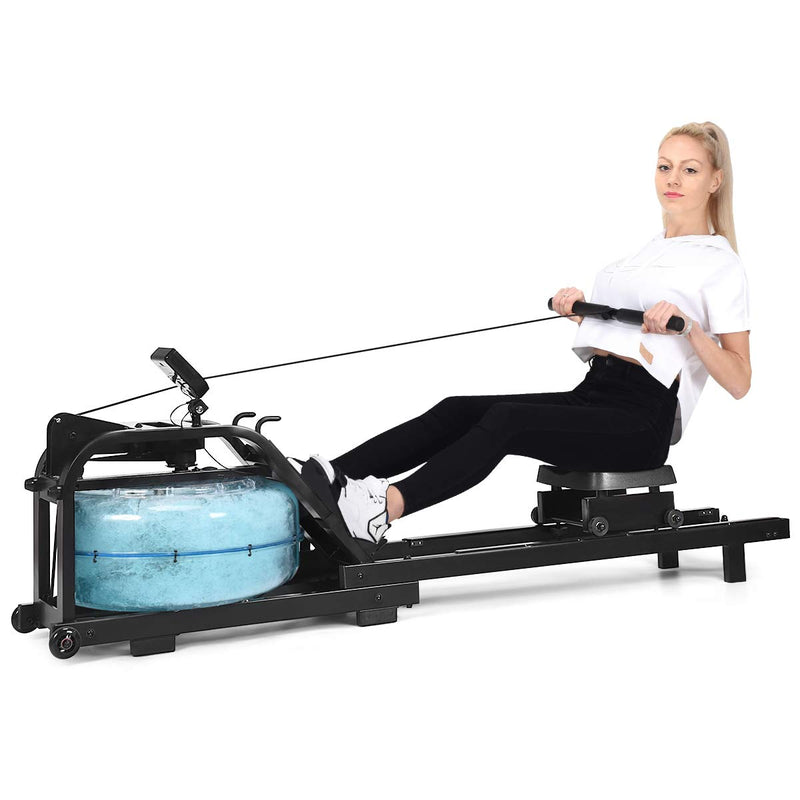 Load image into Gallery viewer, Water Rowing Machine Dual Track Adjustable Resistance with LCD Display and Large Weight Capacity for Home Use