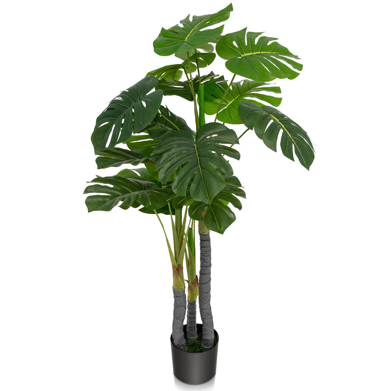 Load image into Gallery viewer, Goplus 4ft Artificial Monstera Deliciosa Plant, Fake Tropical Palm Tree with 20 Large Leaves - GoplusUS