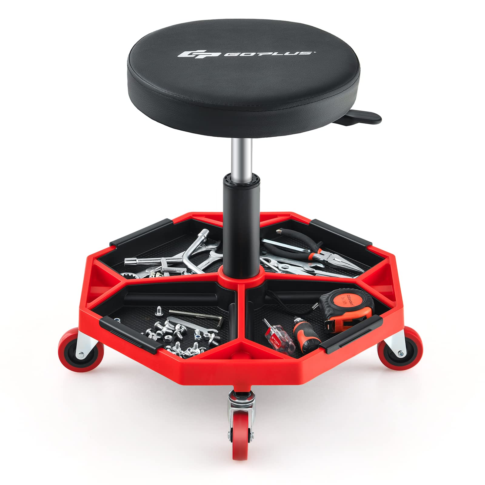 Goplus Rolling Mechanic Stool, Adjustable Pneumatic Shop Stool