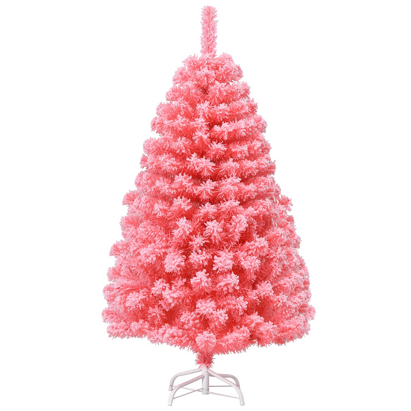 Load image into Gallery viewer, Goplus 4.5ft Pink Artificial Christmas Tree, Unlit Hinged Snow Flocked Xmas Tree w/ 348 PVC Branch Tips & Metal Stand - GoplusUS
