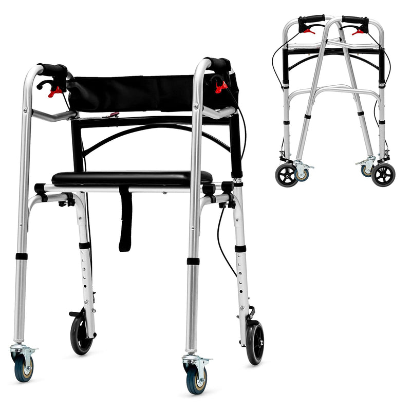 Load image into Gallery viewer, 2-Button Folding Walkers for Seniors, 4-in-1 Folding Walker - Goplus