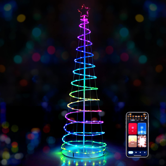 Goplus 6 FT Spiral Christmas Tree, Outdoor Led Christmas Tree with 135 LED Lights - GoplusUS