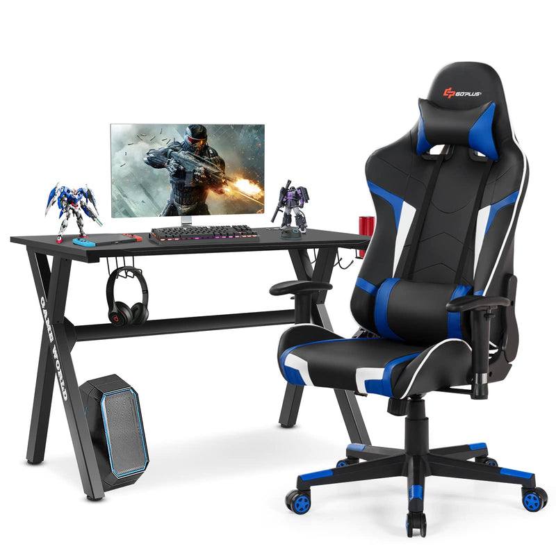 Load image into Gallery viewer, Goplus Gaming Desk & Chair Combo Set, Racing Style X Shaped E-Sport Gamer Desk & PVC Computer Chair - GoplusUS