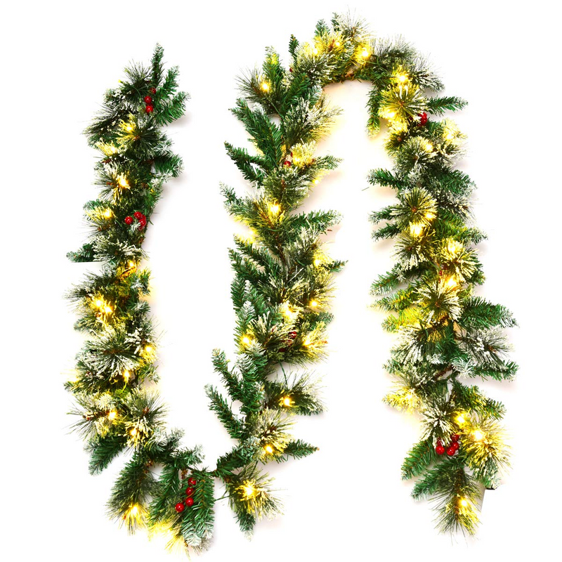Load image into Gallery viewer, Goplus 9FT Pre-lit Christmas Garland, Artificial Christmas Pine Rattan w/Timer - GoplusUS