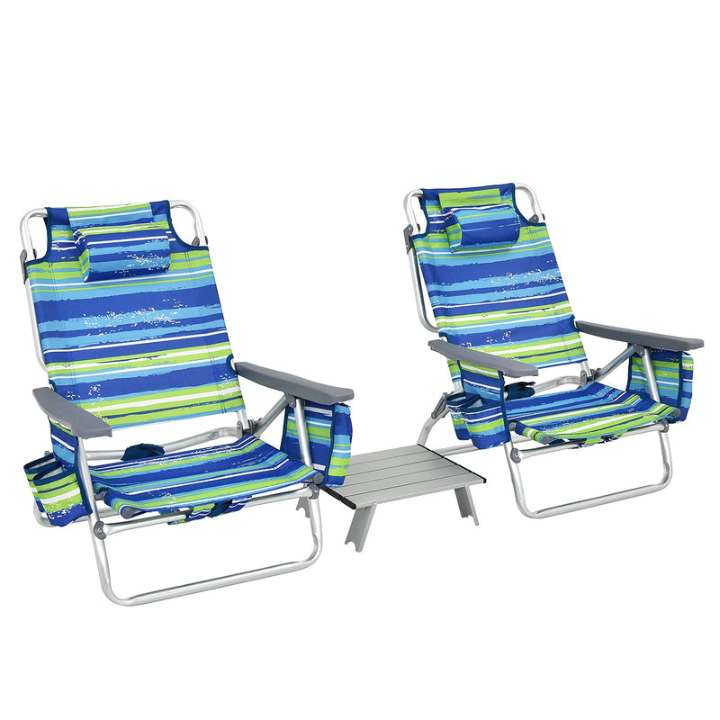 Load image into Gallery viewer, Backpack Beach Chairs, 3 Pcs Portable Camping Chairs with Cool Bag and Cup Holder - GoplusUS