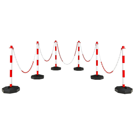 Goplus 6 Pack Delineator Post Cone, Traffic Cones Safety Barrier with Octagonal Fillable Base & 5FT Link Chains - GoplusUS