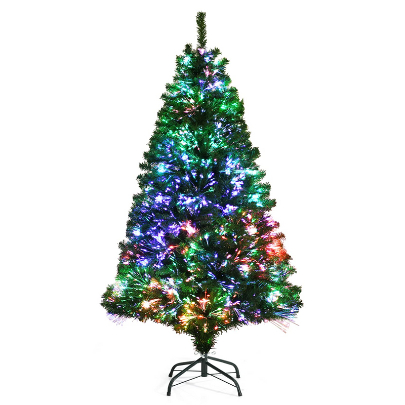 Load image into Gallery viewer, Goplus Fiber Optic Artificial Christmas Tree, Pre-lit Premium Spruce Tree with Solid Metal Stand - GoplusUS