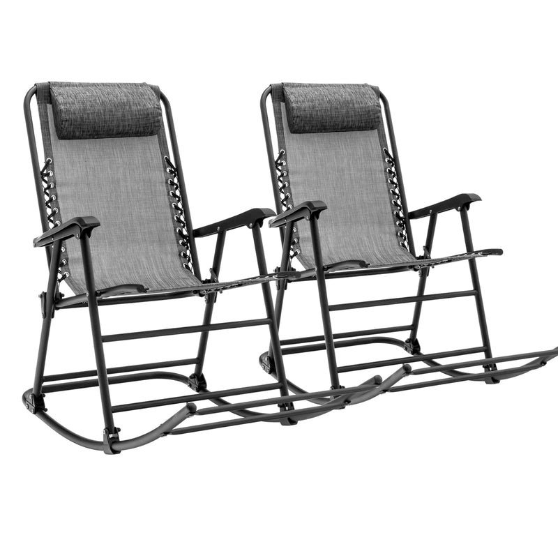 Load image into Gallery viewer, Goplus Folding Rocking Chair, Zero Gravity Rocking Camping Chair with Pillow(Set of 2)