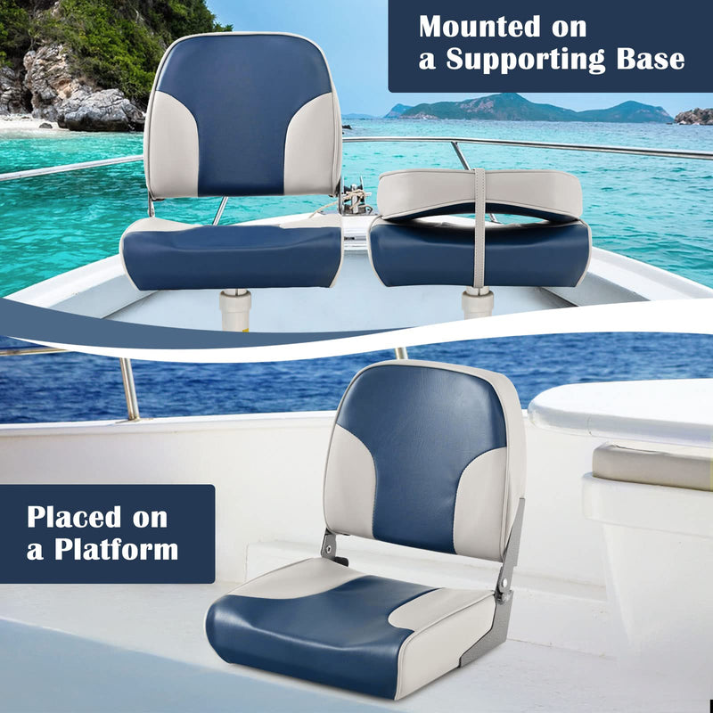 Load image into Gallery viewer, Goplus 2 Pack Low Back Boat Seat, Folding Boat Seats with Stainless Steel Screws & Aluminum Hinges