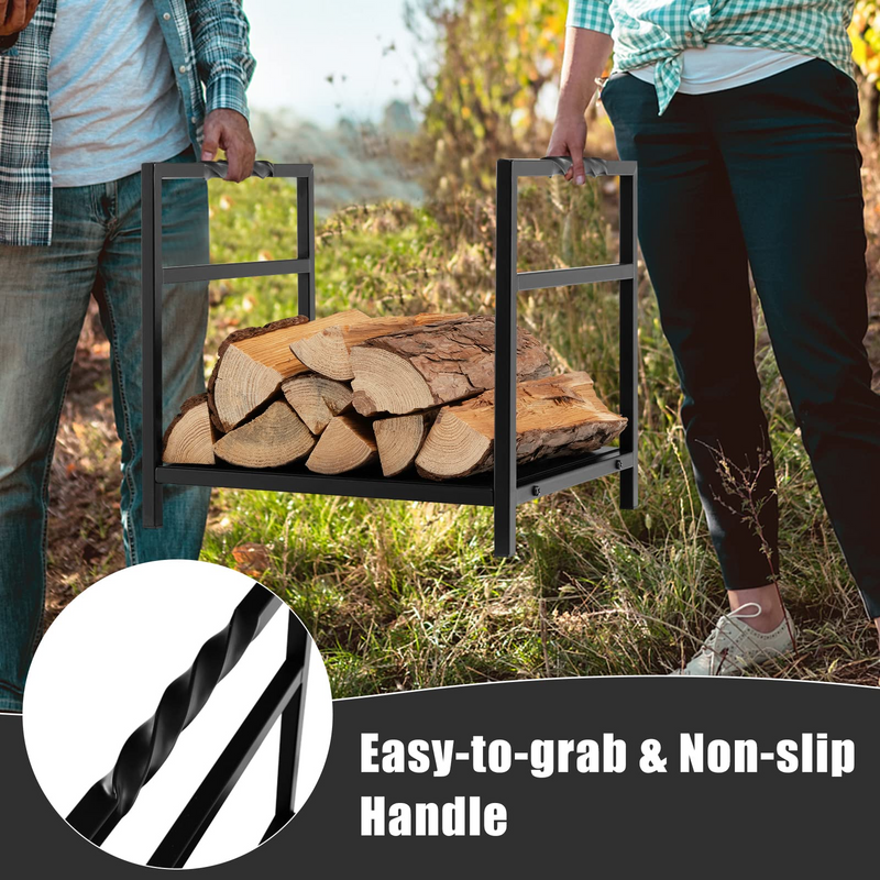 Load image into Gallery viewer, Goplus 16 Inch Small Firewood Rack, Indoor Outdoor Decorative Firewood Log Holder with Easy-to-Grab Handle & Raised Base - GoplusUS