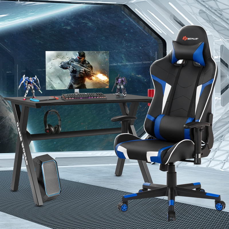 Load image into Gallery viewer, Goplus Gaming Desk & Chair Combo Set, Racing Style X Shaped E-Sport Gamer Desk & PVC Computer Chair - GoplusUS