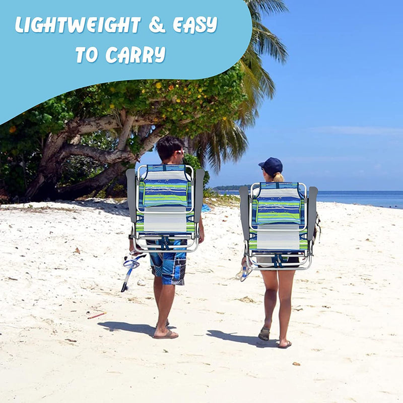 Load image into Gallery viewer, Backpack Beach Chairs, 4 Pcs Portable Camping Chairs with Cool Bag and Cup Holder - GoplusUS